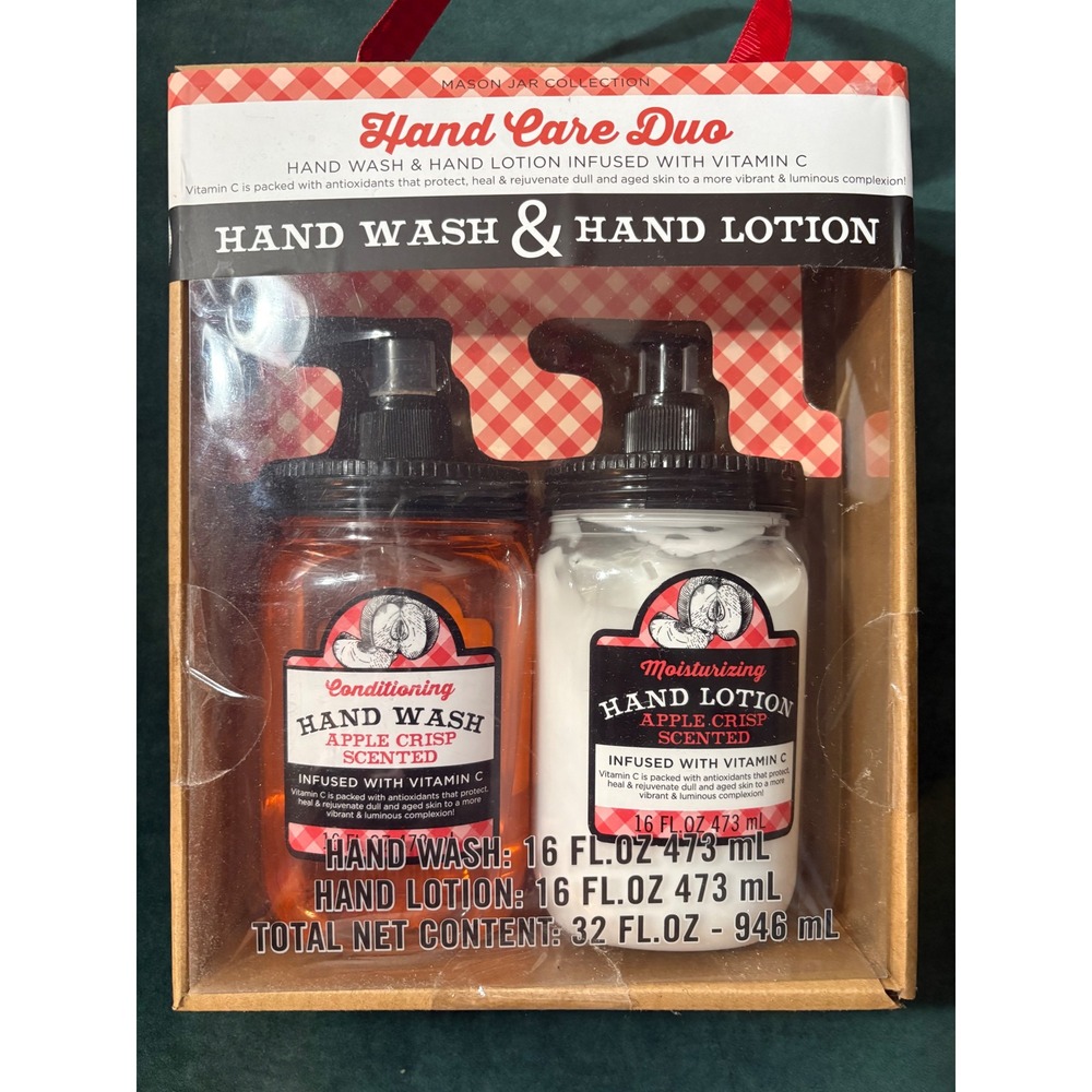 Mason Jar Collection Hand Care Duo Apple Crisp Scented Infused With Vitamin C - Picture 1 of 4